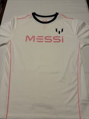 MESSI Kids' Short Sleeve Tee - White with Pink Accents